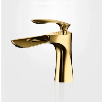 洗面用水栓 シングルレバー混合水栓 トイレ 手洗い 立水栓 手洗いボウル用 洗面台 水道 蛇口 取り付けホース付き (Small,ゴールデン)