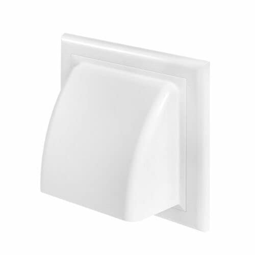 Prostko Ltd White Wall Ducting Cowl - 125Mm - With Gravity Flap, Backdraught Shutter, Damper.