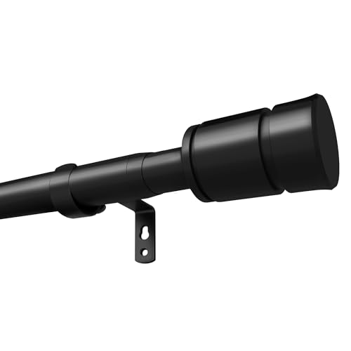 Matte Black Curtain Poles, Adjustable Curtain Pole 70cm-335cm for Window, Extra Long Curtain Rod with Brackets, Heavy Duty Drapery Rod for Living Room