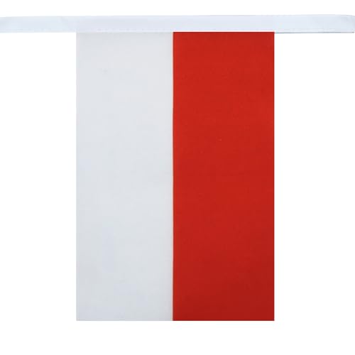 Image of AZ FLAG Monaco 6 meters BUNTING Flag 20 flags 9'' x 6'' - Monegasque - Monacans STRING flags 15 x 21 cm