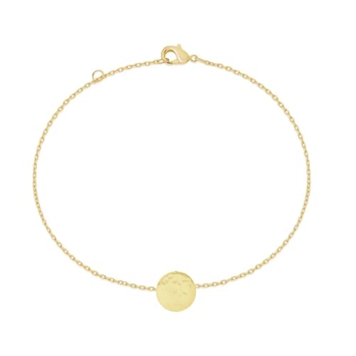 Bracelet médaille martelée plaqué or : idée cadeau femme idéal
