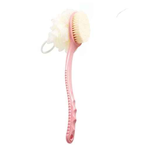 Brosse dorsale avec long manche - Aide à la crème pour le dos, brosse de douche pour homme et femme - Avec long manche en luffa éponge 2 en 1 (rose) Cover