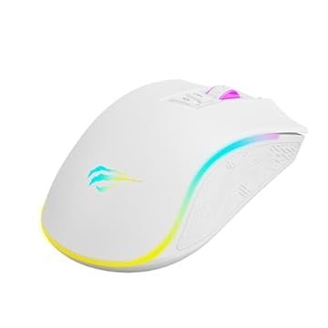 Mouse Gamer Havit MS1034 White, USB, RGB, 7 Botões, Programação de Macros, Design Ergonômico, Até 7200 DPI, Branco