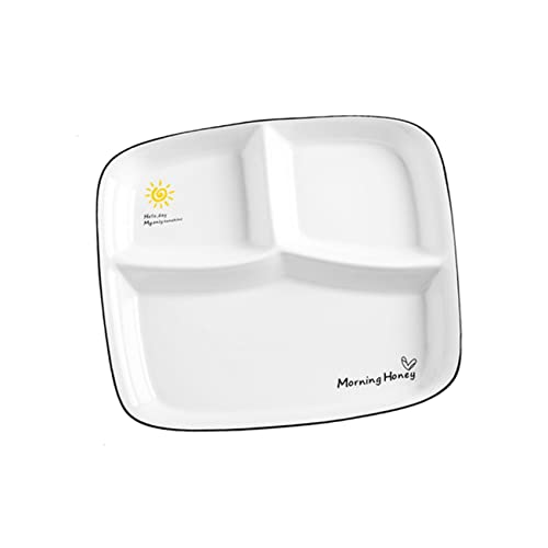 OUNONA 1Pc Creative Ceramic Three Breakfast Plate White Divided Dish for Balanced Nutrition for Home Use and Family Dining Unique Design for Safe Serving