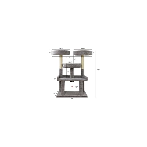 Árbol para gatos XXL resistente 46 in gris miniatura 3