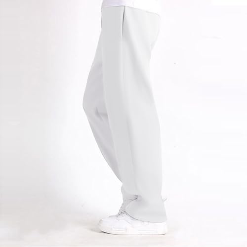 Men Casual Sweatpants Fleece Baggy Casual Jogging Elastic Waist Athletics Pants Straight Leg Workout Drawstring Trousers2