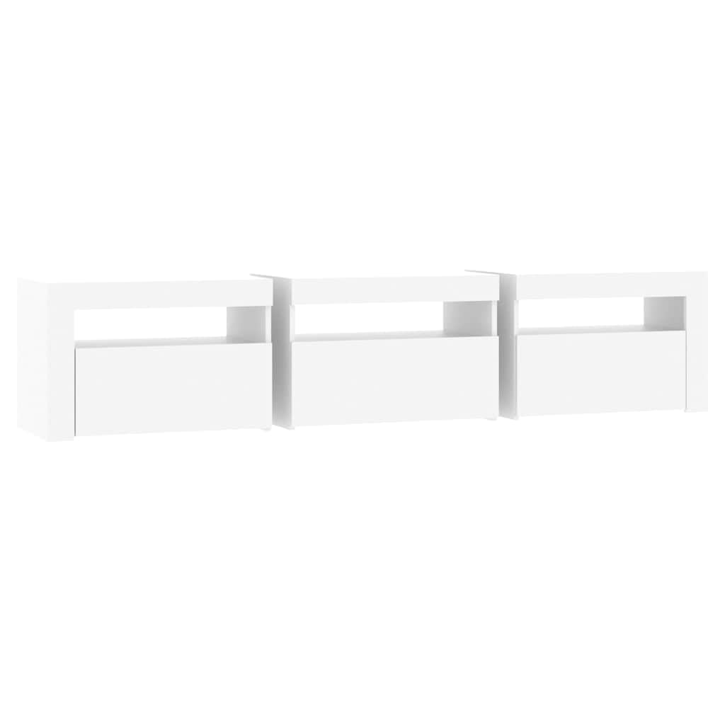Mueble de TV de Madera con Luces LED RGB, Gran Espacio de Almacenamiento, Adecuado para Salón y Dormitorio, Diseño Moderno, Color Blanco, 180 x 35 x 40 cm