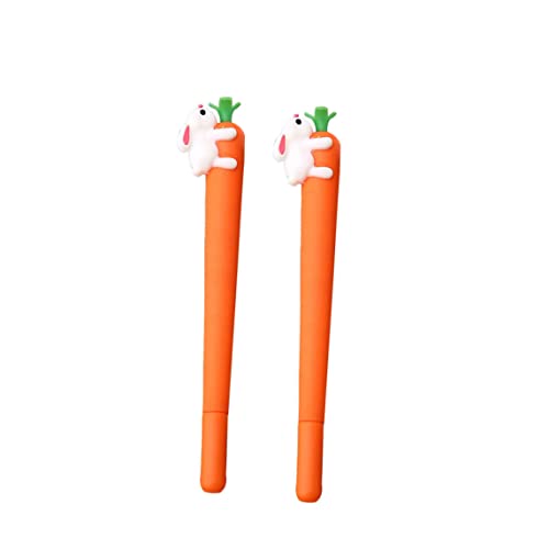 2pcs Carrot Gel Ink Pen Plastic Roule Ball Pen Novelty Mignon Rabbit Eat Carrot Stationery Kawaii School Suplies (noir), Cadeaux D'étudiants, Fournitures Scolaires Cover