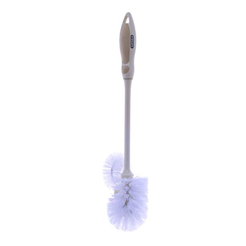Superio Toilet Bowl Brush with Lip, Beige Toilet Brush Scrub Under Rim, Bathroom