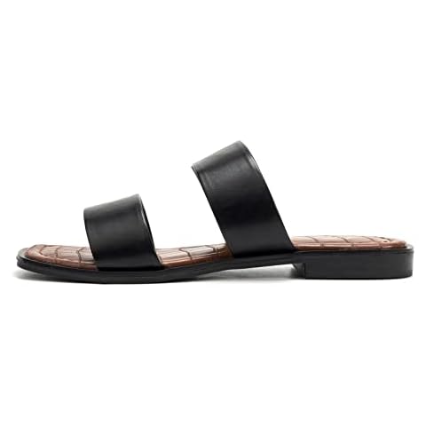 Luffymomo Women's Slip on Slides Sandals Double Strap Slippers Casual Summer Shoes(9 M US Black) Cover