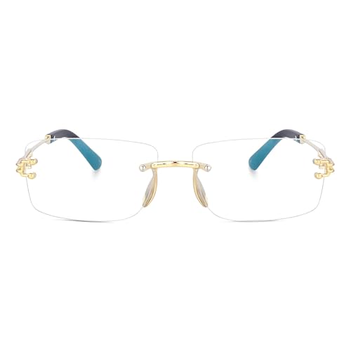 Image of Vintage Rimless Sunglasses Rectangle Frameless Glasses Women Men