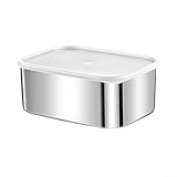 Contenedor de acero inoxidable con tapa, lonchera de metal portátil para picnic, a prueba de fugas, contenedores de alimentos reutilizables, para cocina y despensas (1800 ml)