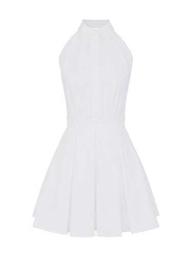 Elisabetta Franchi Vestido de Gabardina de Algodón AB854 360, Color blanco., L