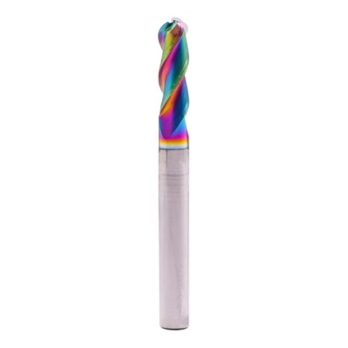 Image of 1 /4 inch 3 Flute 37 Helix Solid Carbide Ball Nose End Mill, DLC Coated | Ball End, 1 /4 inch Cutting Dia, 1 /4 inch Shank Dia, 3 /4 inch Length of Cut, 2-1 /2 inch Overall Length, for Milling Aluminum and Copper
