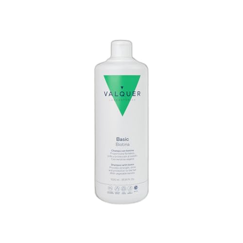 Valquer Champú Revitalizante con Biotina y Queratina. Efecto Anticaída que ayuda al Crecimiento Capilar y Fortifica el Cabello, Aumentando el Volumen. Con Vitamina B7. Vegano. 1 L.