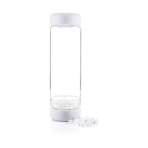 VitaJuwel inu CRYSTAL cloud white | The Original DIY Crystal Water Bottle with Clear Quartz Cover