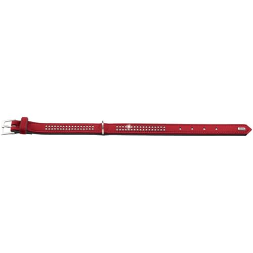 HUNTER SOFTIE DELUXE Hundehalsband, Kunstleder, glitzernde Strasssteine, 40 (XS-S), rot