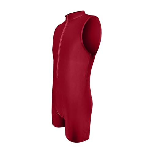 DUHENWU Herren Body Stringer Bodysuit Overall Unterhemd Bodycon Sportbody Mit Reißverschluss Eng Stretch Gymnastikbody Unterwäsche Overall Unterhemd Männer Gym Fitness Training Jumpsuit
