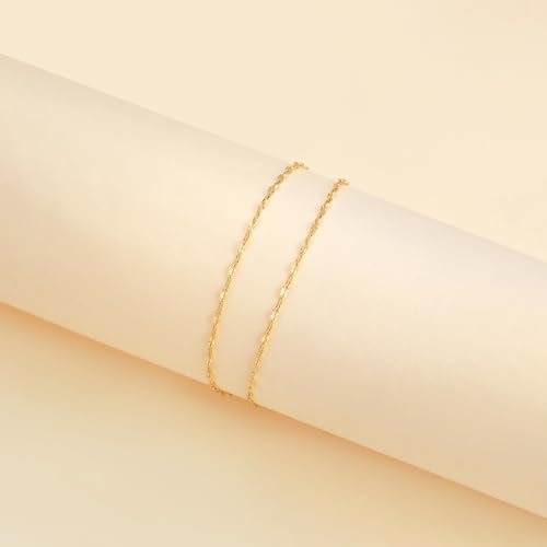 Image of Robaice Ankle Bracelets for Women, Glitter Waterproof Adjustable Anklet for Women, 14K Gold Plated /Sterling Silver Layered Anklets, Summer Beach Anklet Jewelry for Women Gift