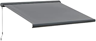 Outsunny 3.5x3m Electric Motorised Awning Door Window w/ Full Cassette Case Remote Patio Canopy Retractable Sun Shade Dark Grey
