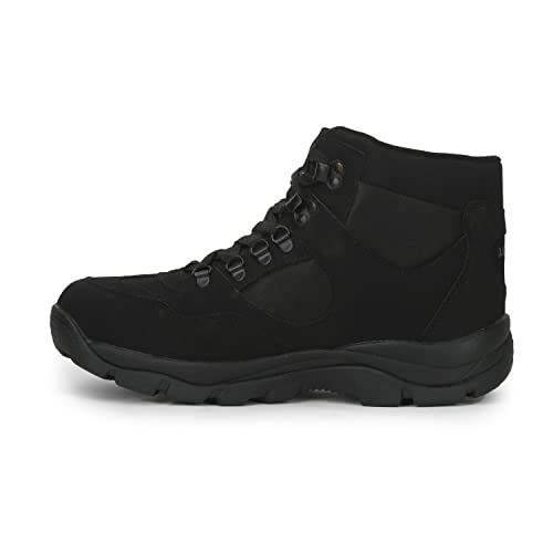 Liberty Everest-4 Lacing Safety Shoes for Men | Low Ankle Synthetic Leather Boot | Water Resistance | Anti-Skid | Removable Insole | Comfortable for All Weather | Shock Absorber - Black