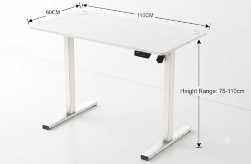 Image of SE1 Lite Standing Desk, Two-Piece Tabletop, 110 x 60 cm (White-White, 110.0, Centimeters, SE1 Lite)