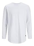 JACK & JONES Jjenoa camiseta ONeck LS Camiseta de Manga Larga, Blanco/Ajuste Relajado, L para Hombre