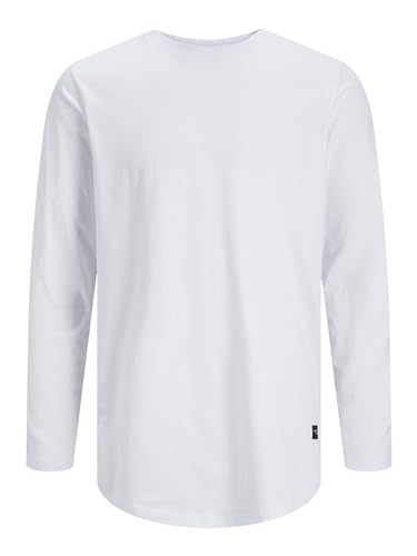 JACK & JONES Jjenoa camiseta ONeck LS Camiseta de Manga Larga, Blanco/Ajuste Relajado, L para Hombre