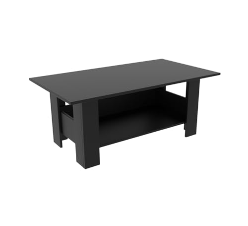 Image of Spyder Craft Gabrial Modern Wooden Coffee Table with Storage| Coffee Table for Living Room Engineered Wood Coffee Table- Black