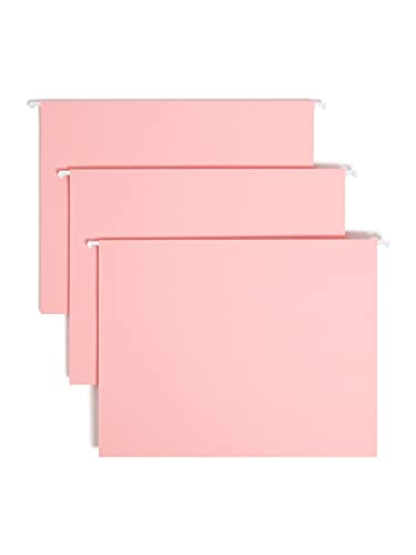 Smead Chemises suspendues, 25 unités, format lettre, onglets repositionnables 1/5, rose, classement codé par couleur