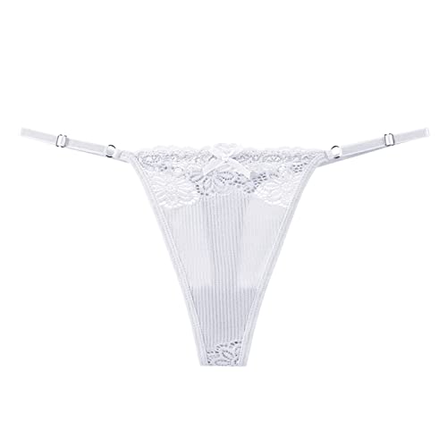 Cocila Bragas Mujer Algodon Braguitas Ropa Interior Elástico T Back Sin Costuras Tanga Sexy Encaje Thin Mujeres (White, L) Panties Invisible Lingerie Graciosas Braga Faja Reductora Bikini