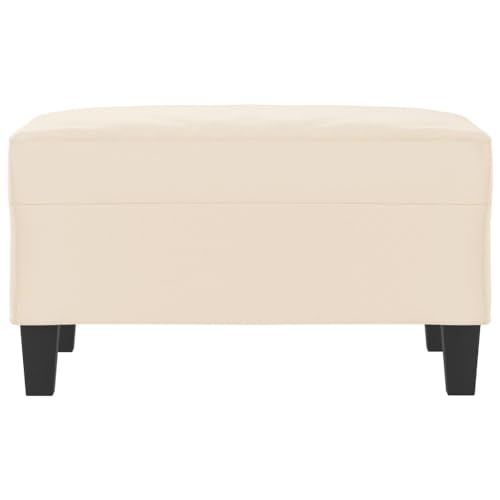 Repose-pied beige en microfibre résistant avec cadre stable - 5