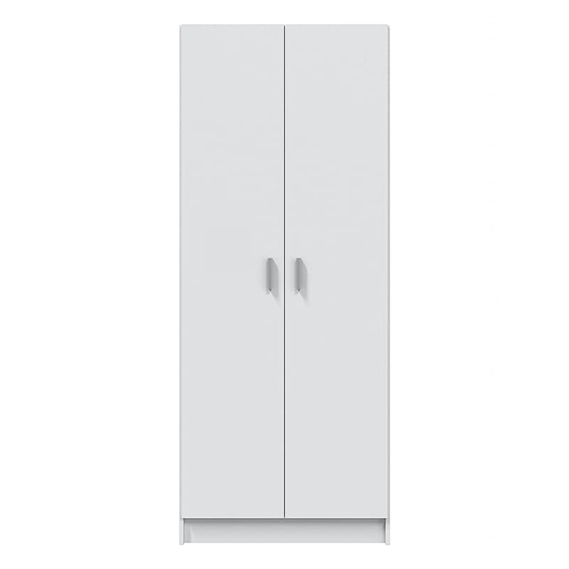 Mondo Viro - Armario de madera blanco para guardar objetos y armario con compartimento para escobas (portaescope 2 puertas) 73 x 37 x 180 cm