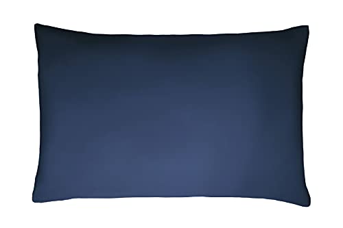 Sleepdown Federa 100% cotone rasatello set di 2 federe per cuscini per casalinghe anallergiche a 300 fili di lusso – blu navy – 50 x 75 cm