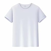 Tee Shirt Blanc Enfant T-Shirt Manches Courtes pour Enfants Tops Shirts Enfant Garcon Chemises Col Rond Loisirs Thin Hauts pour Été Automne Couleurs Solides T-Shirt pour Garçon et Fille
