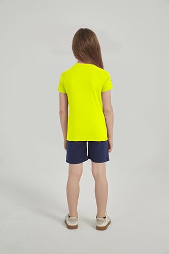 Image of 5-14Y Boys Girls Rash Guard UPF 50+ Short Sleeve Kids Neon Swim Shirts | Unisex UV Sun Protection Shirts,Quick Dry Kids Rash Guard, Boys Girls Neon Swim Shirts,Teen Rash Guard Swimsuit