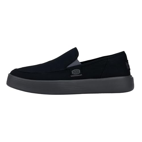 HEYDUDE Sunapee Canvas Herren - Slip on Schuhe - Mokassin Stil, Black/Charcoal, 48