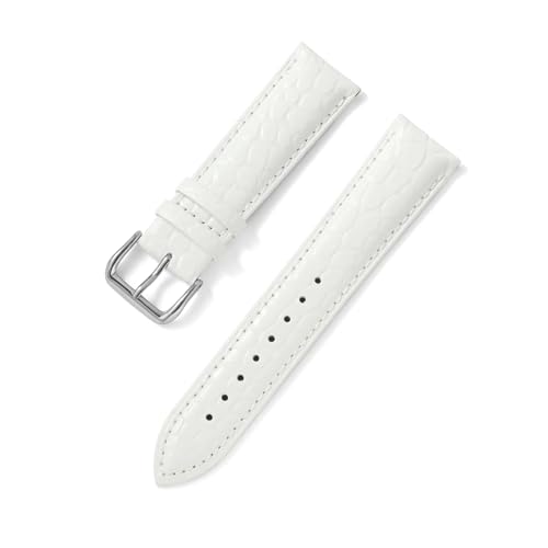 [LZVTWXJPW] 12 13 14 15 16 17 18 19 20 21 22 24mm Circular Grain Calfskin Leather Watch Strap With Pin Buckle For Watch Band(Whi