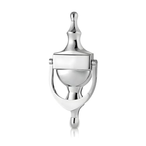 UAP Aldaba de puerta: aldaba victoriana de 15 cm para puerta de entrada, muebles de puerta clásicos y elegantes con soportes universales que incluyen autoadhesivo (cromo pulido)