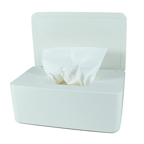 Image of Diaper Wipes Dispenser, Baby Wipes Case, Baby Wipe Holder Keeps Diaper Wipes Fresh, Wipe Container with Non-Slip Feet (White)