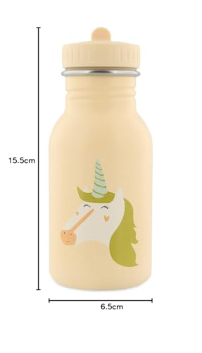 Trixie Baby Trinkflasche aus Edelstahl, 350ml/500ml, Auslaufsicher, mit Tragekordel, Schlanke Form für Kleine Hände, Bruchsicher, ab 3 Jahren (Mrs. Unicorn, 350ml)