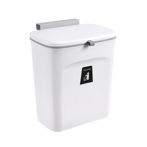 Colrid 9L Schrank Abfalleimer, Komposteimer für Küche, Kleiner Komposteimer für die Küche, Abfalleimer Aufhängbarenzum Küchenabfalleimer Abfallbehälter für küche, Auto, Bad, Büro, Schlafzimmer (Weiß)