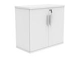 LAB SPACE Desk High Cupboard, 730mm High, Solid Back, Lockable Doors with 25mm Top. In a White Finish.