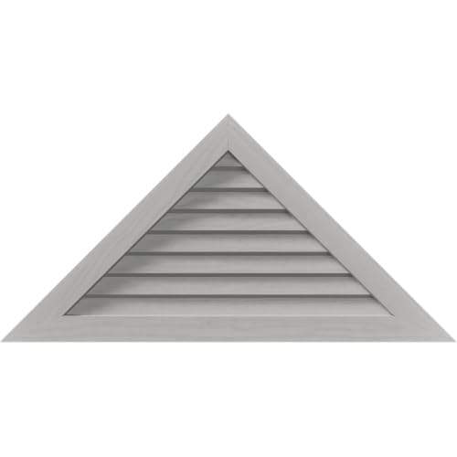 Rustic Wood Gable Vent w/Decorative Face Frame, 77"W x 16"H Triangle Gable Vent 5/12 Pitch: Primed, Non-Functional, Smooth Pine