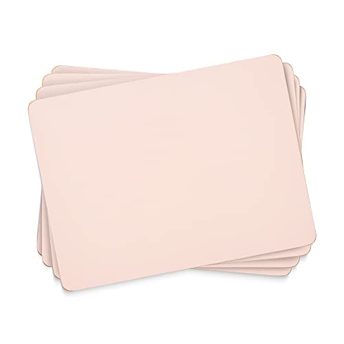 Pimpernel Flossy Collection Placemats, Millenial Pink | Set Of 4 | Heat Resistant Mats | Cork-Backed Board | Hard Placemat Set For Dining Table | Measures 15.7” X 11.7” #TOP6