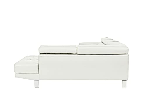 Poundex 2 Pieces Faux Leather Sectional Right Chaise Sofa, White #TOP2