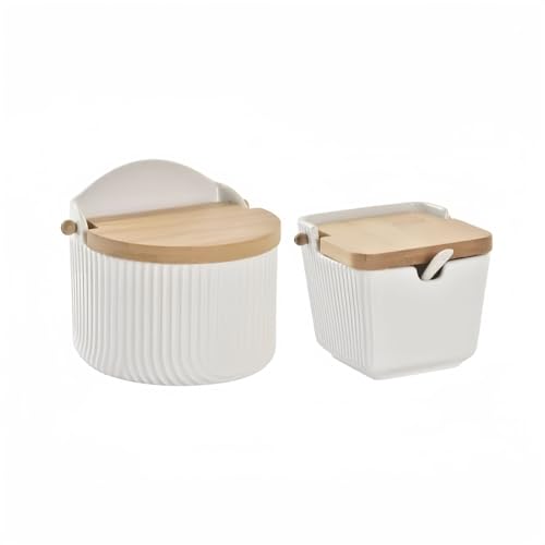 D,casa Salero y azucaro Cocina Blanco Minimalista de Ceramica - Pack Salero Y Azucarero