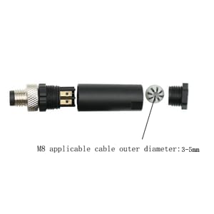 5 Stücke M8 3 poliger Stecker Rundsteckverbinder, vor Ort montiert mit 8mm verdrahtetem Sensor, industrieller Rundstecker IP67 ungeschirmter Code gerader Stecker 60V 4A