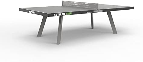 KETTLER Eden Weatherproof Stationary Outdoor Table Tennis Table with Galvanized Steel Legs and Permanent Net and Post System