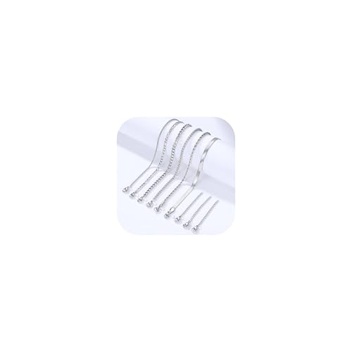 LOLIAS Silver Chain Necklace for Men Women - 6Pcs Stainless Steel Cuban Link/Rope/Box/Figaro/Herringbone/Wheat Chain Layered Stacked Necklace Set 16/18/20/22/24 Inches